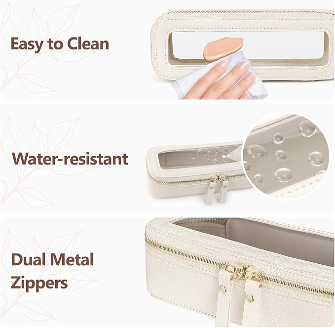 PACKISM Clear Makeup Bag - PU Leather Clear Travel Bags for Toiletries