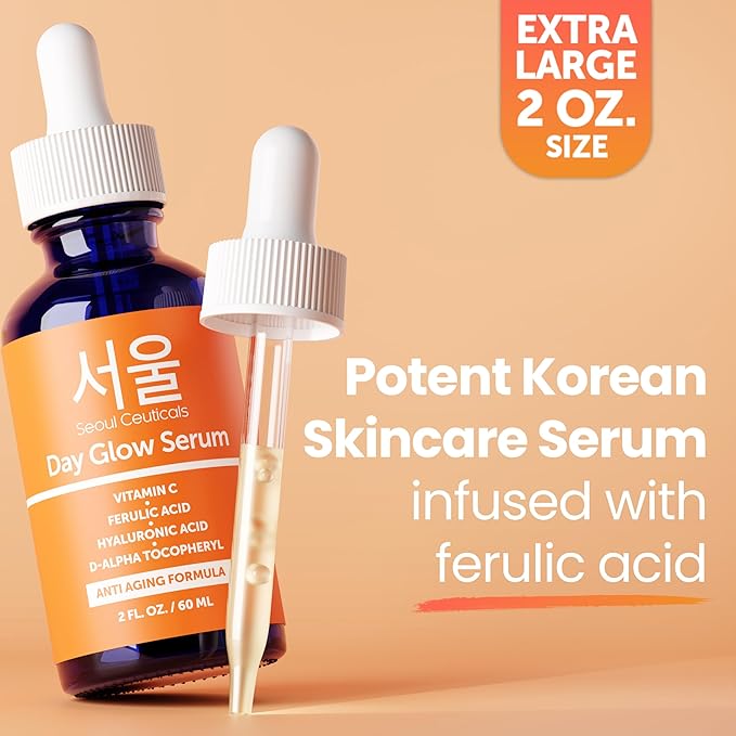SeoulCeuticals Korean 20% Vitamin C Serum for Face + CE Ferulic 2oz Vit C