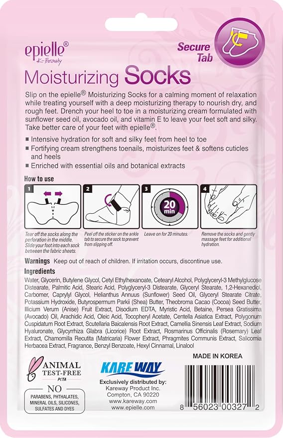 Epielle Moisturizing Foot Mask 6 Pairs, Soften with Sunflower Seed Oil & Vitamin E, Deep Moisturizing Socks for Dry, Cracked Feet, Self Care Gifts for Women, Spa Kit