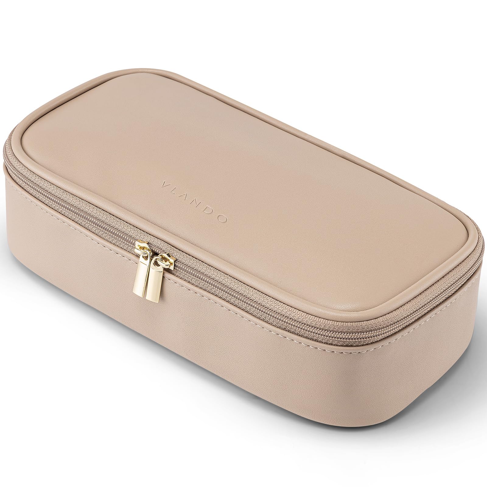 VLANDO Travel Makeup Bag with Separate Brush Storage,Toffee