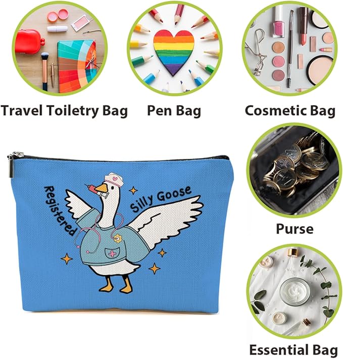 BQXH Nurse Practitioner Gifts Makeup Bag, Funny Goose Cosmetic Bag