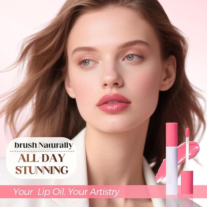 Lips Staining Lip Oil, 2026 New Lip Tint Lips Oil Long-Lasting Moisturizing, Plumping Hydrating Glossy Lip Glosses, Glossy Lip Stain Creamy Texture for Girl and Women (FIRST SARI)
