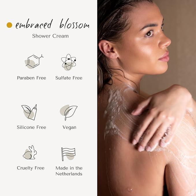 ERA TUA Embraced Blossom Shower Cream | Dutch Made & Formulated | Natural, Vegan, Paraben Free & Cruelty Free | Moisturizing Body Wash for All Skin Types | Orange Blossom & Jasmine Scent | 200 ml