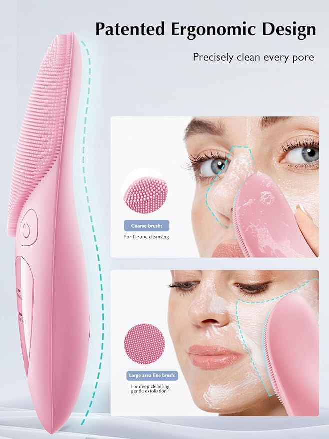COSLUS JMY05 Silicone Face Scrubber Facial Cleansing Brush, Heat Eye Care