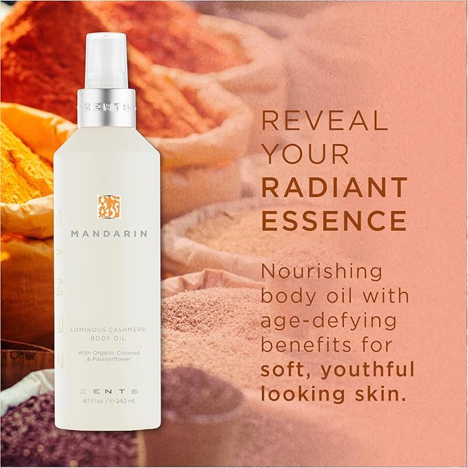 Zents Luminous Cashmere Body Oil (Mandarin Fragrance) 8 fl oz