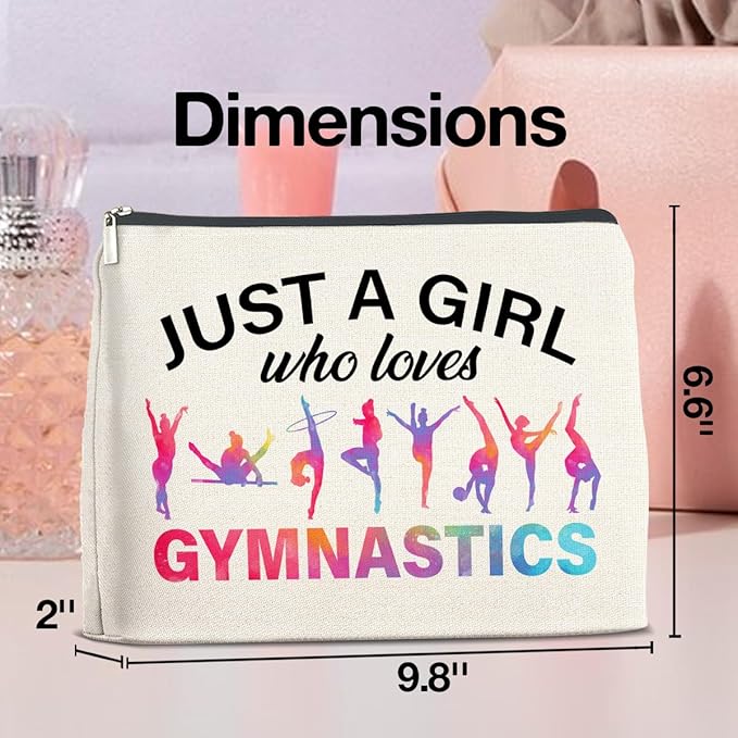 UPNEGE Gymnastics Gifts Makeup Bag Gymnastics Gifts for Women Cheerleader Gymnast Cosmetic Bag Just a Girl Who Loves Gymnastics Zipper Makeup Pouch Gift