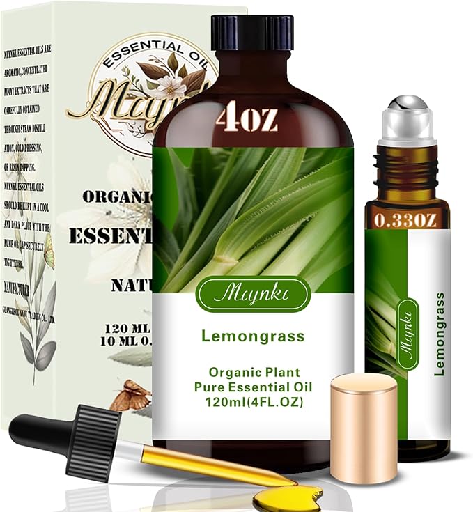 MLYNKL Lemongrass Essential Oil,Lemongrass Oil for Massage Home,4 fl oz