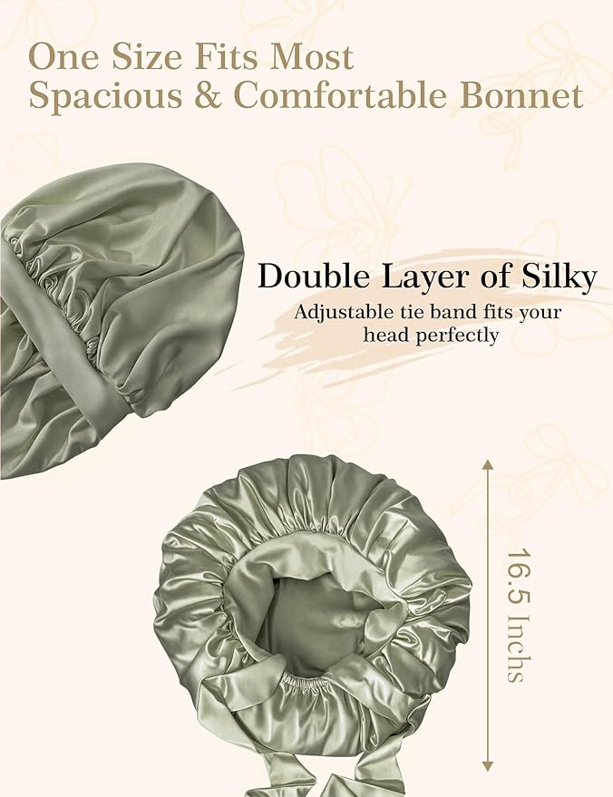 Adjustable Silk Bonnet Satin Curly Hair Wrap for Sleeping Women Anti Frizz