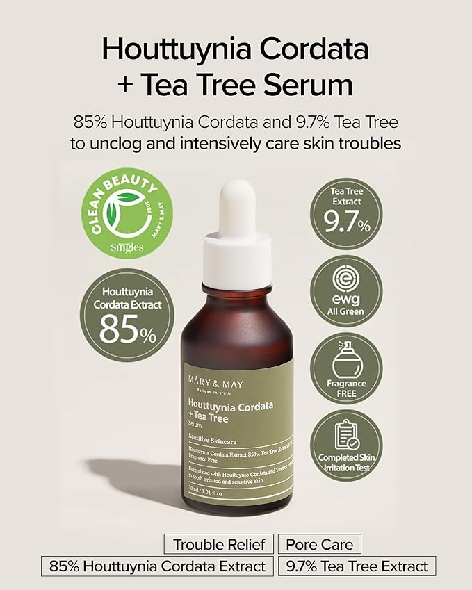 Mary&May Houttuynia + Tea Tree Calming Serum, 1.01 oz