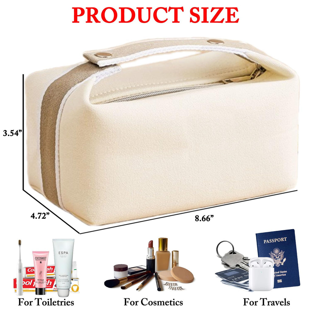Fammart Travel Makeup Bag, Waterproof Canvas Cosmetic Bag Make Up Organizer Case for Women, Large Toiletry Bag Skincare Pouch for Toiletries Accessories Brushes