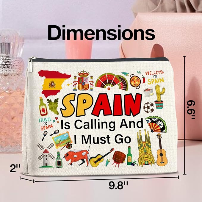 UPNEGE Spain Travel Gifts Makeup Bag - Spain Lover Cosmetic Bag Zipper Pouch