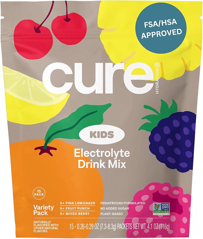 Cure Hydration - Kids Electrolyte Drink Powder Variety Pack 15 Packets