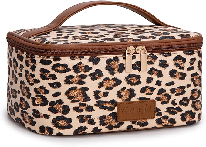 Wrangler Travel Makeup Bag 2pcs Set Cosmetic Bag with Makeup Brush Holder