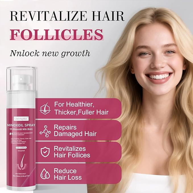 5% Minoxidil for Women Hair Regrowth Spray, hers hair regrowth treatment Infused