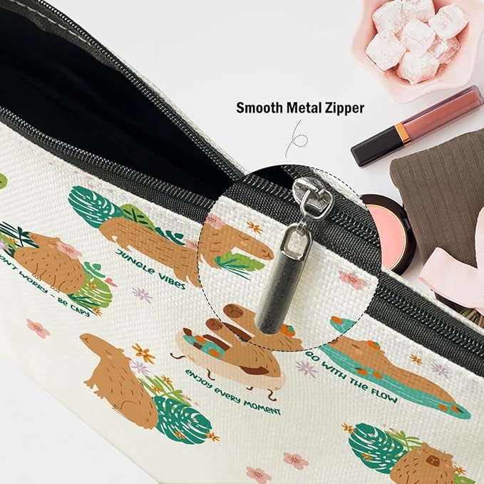 XFN Capybara Gifts, Cute Makeup Bag, Capybara Stuff Cosmetic Bag Travel Pouch, Friendship Graduation Birthday Animal Lovers Gifts for Women Girls Daughter Friend Sisters