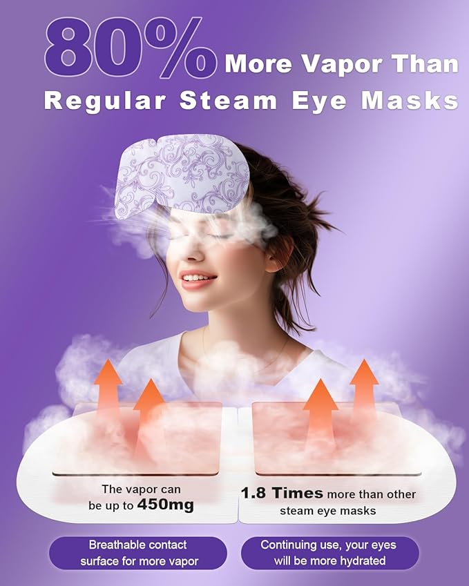 ProCIV 30 Packs Steam Eye Mask Lavender,Warm Compress for Dry Eyes Sleep Mask,Hot Auto Heated Eye Masks Relaxing Items for Women Moist Heat Soothing Eye Fatigue,Disposable Eye Mask for SPA Essentials