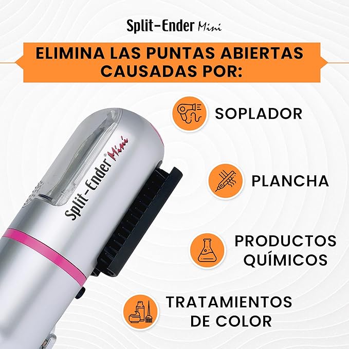 Split Ender Mini – Original Cordless Split End Hair Trimmer for Dry, Damaged, Brittle, Broken, Curly, Frizzy, or Straight Hair – Battery Operated (3 AAA) – At Home Hair Care & Styling Tool – Pink