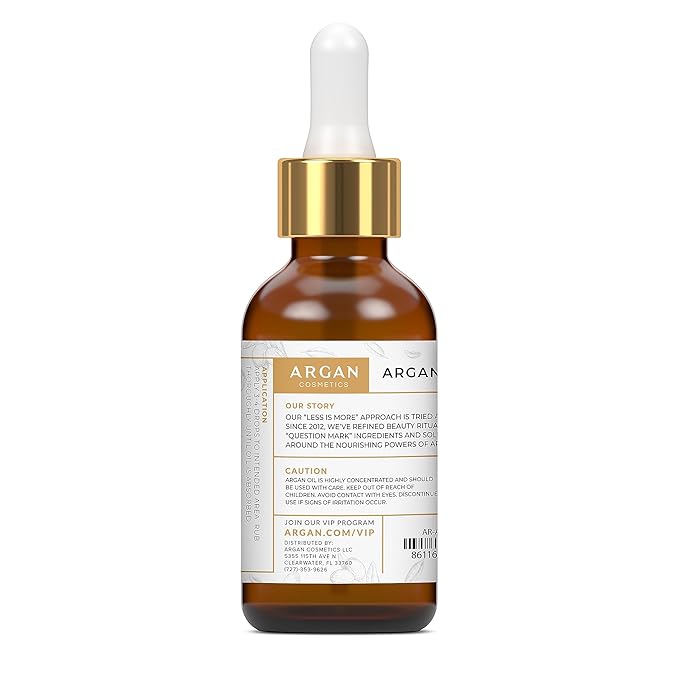 Argan Cosmetics 100% Pure Organic Moroccan Argan Oil, Unscented – 2 Fl Oz