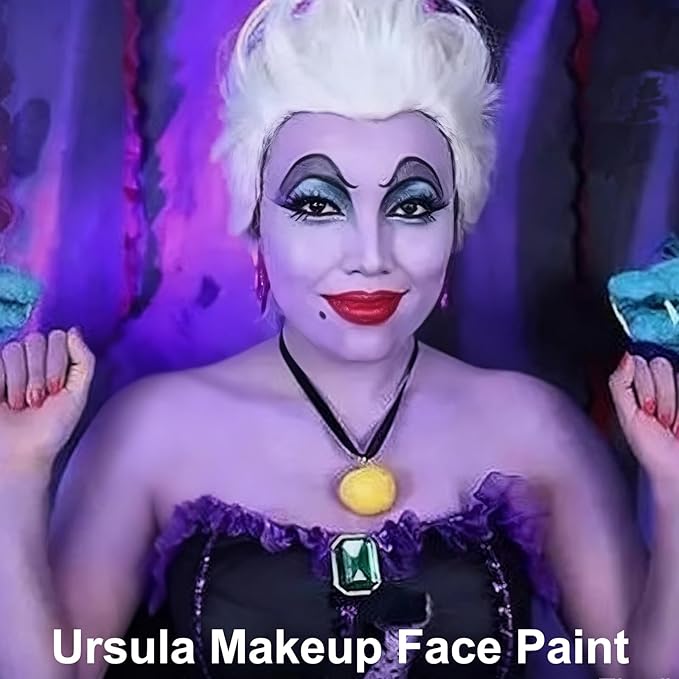 MEICOLY Light Purple Face Body Paint Stick(1.06 Oz),Cream Lavender Periwinkle Body Paint,Sweatproof Waterproof Purple Eye Black for Sports,Violet Lilac Face Paint for Halloween SFX Ursula Cosplay