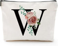 Comanro Initial A-Z Personalized Makeup Bag, Monogrammed Bridesmaid Gifts/Presents Cosmetic Bag, Portable Stationary Storage Organizer Pouch, Friendship Love Travel Makeup Bags