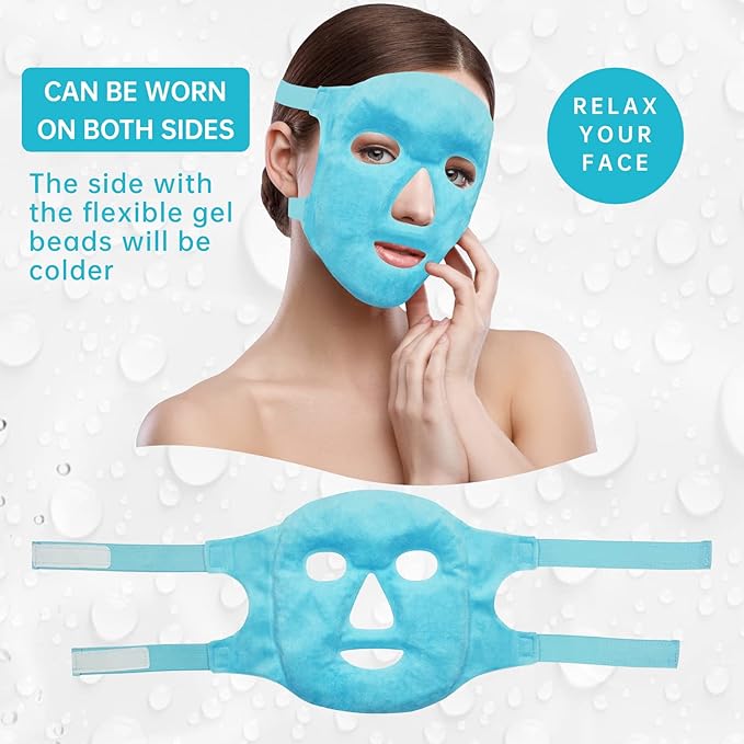ZNÖCUETÖD Cold Face Ice Mask Facial Ice Pack, Hot Cold Compress for Face