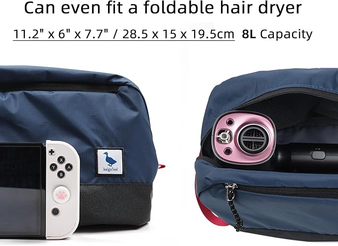 kalgoTeal Travel Toiletry Bag 8L, Large Packing Cube with Waterproof TPU Wet/Dry Compartment