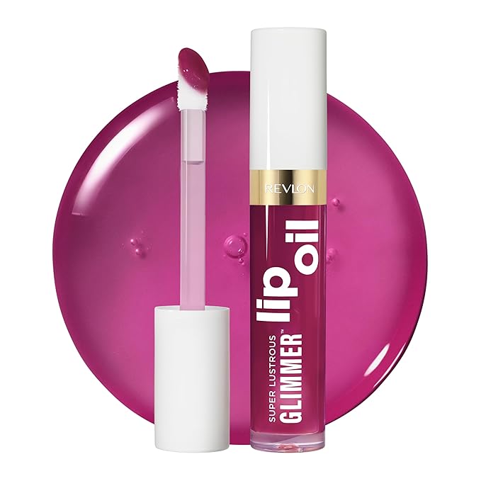 REVLON Super Lustrous Glimmer Lip Oil, 006 Plum Pop, 0.13 fl oz