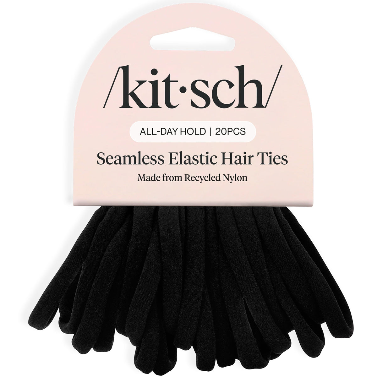 Kitsch Elastic Hair Ties No Damage | Stretchable Hair Bands - Black, 6pcs