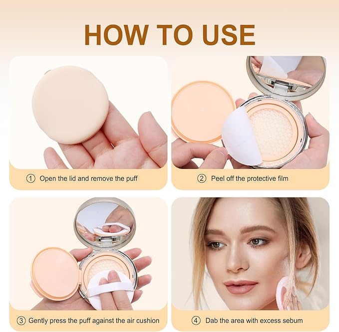 Face Oil Blotting Cushion Instead of Oil Blotting Paper Sheets for Oily Skin, Oil Absorbing Liquid Mattifying Cushion, Oil Control with Natural Tea Tree, Absorb Excess Oil for Makeup