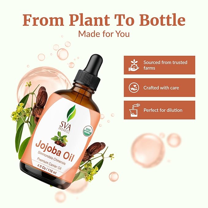 SVA Organic Jojoba Seed Carrier Oil with Dropper, 4 Fl Oz (118 ml)