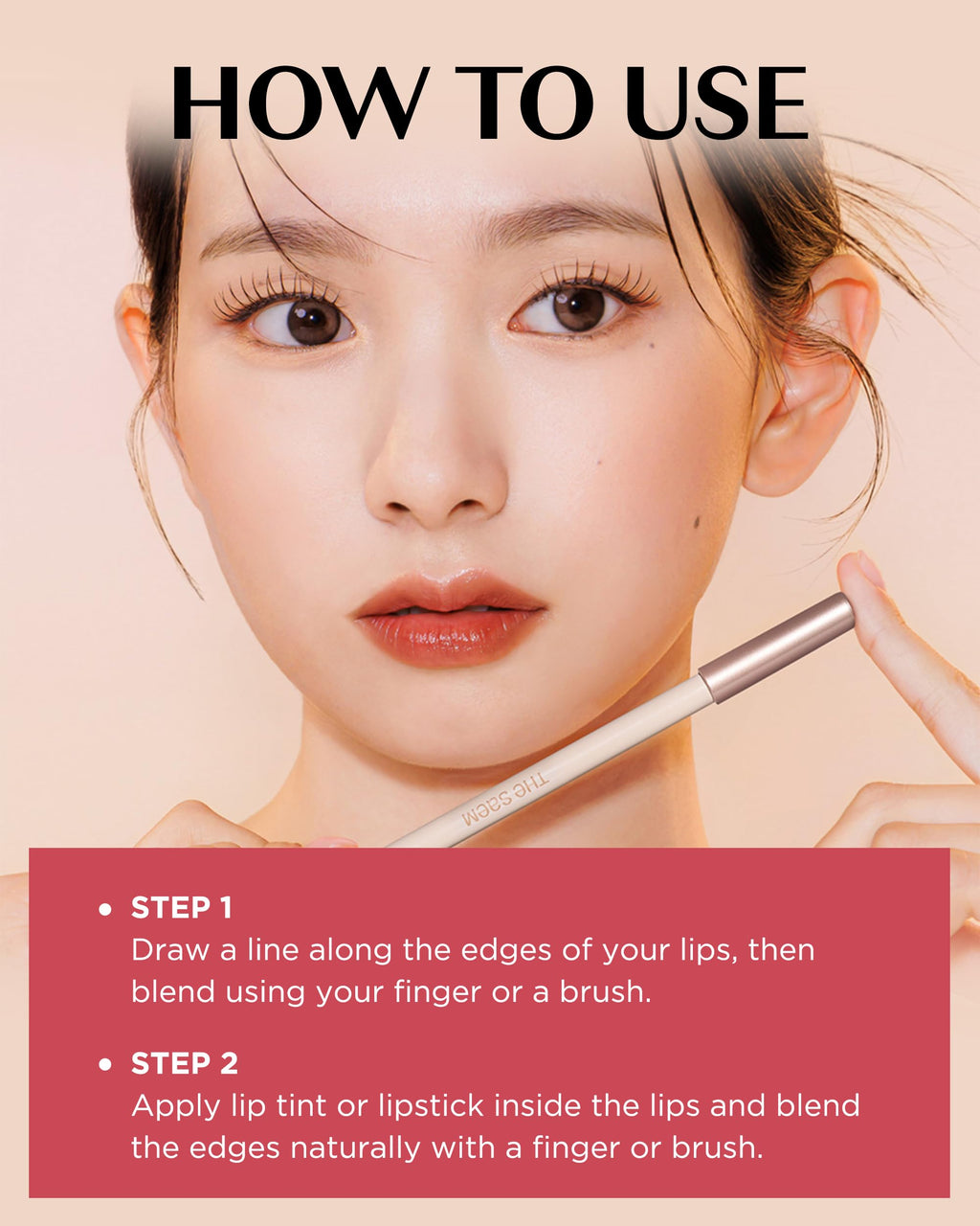 THESAEM Cover Perfection Lip Pencil - 07 Close Pink Beige - Slim 4mm Lip Liner for Overlip Correction - Korean Makeup Lip Contouring Pencil Easy Blending Formula, 0.04oz