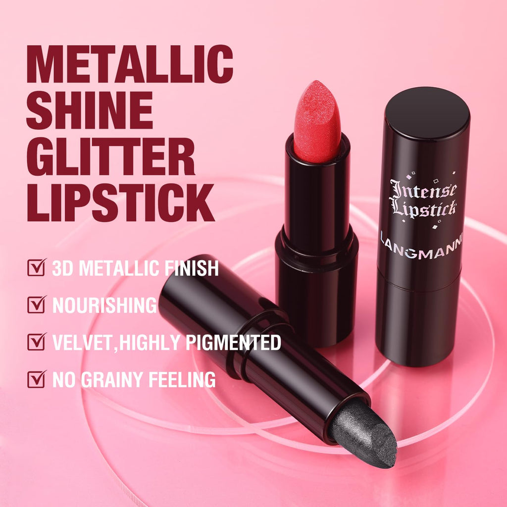 Jolilab Sparkling Lip Gloss Long Lasting Waterproof Moisturizer Lip Balm Glitter Shimmer Metallic Lipstick, Diamond Shiny Lipstick for Women Girls, Non-sticky