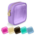 UIXIZQ Clear Mini Makeup Bag for Purse, Small Nylon&PVC Cosmetic Travel Bag TSA Approved Toiletry Bag with Zipper, Preppy Transparent Makeup Travel Bag Coin Purse for Women Men Girls(Mini-Purple)