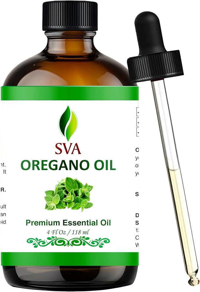 SVA Oregano Essential Oil 4 Fl Oz – for Diffuser, Skin & Hair Care – Ideal for Massage & DIY Blends – with Dropper