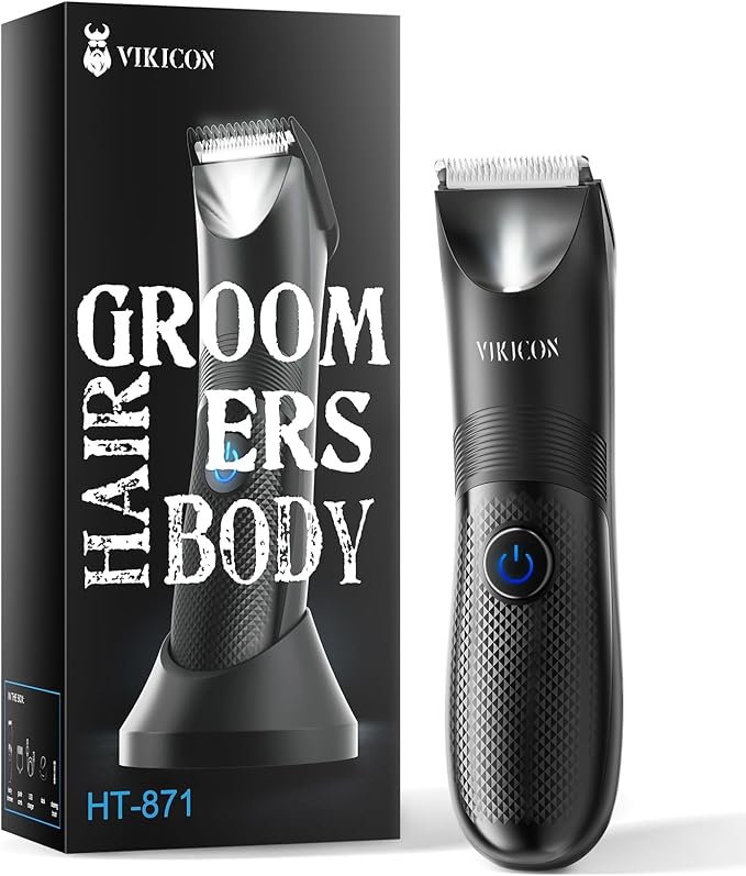VIKICON Manscape Trimmer for Men, No Nicks Electric Body/Ball/Pubic Shaver