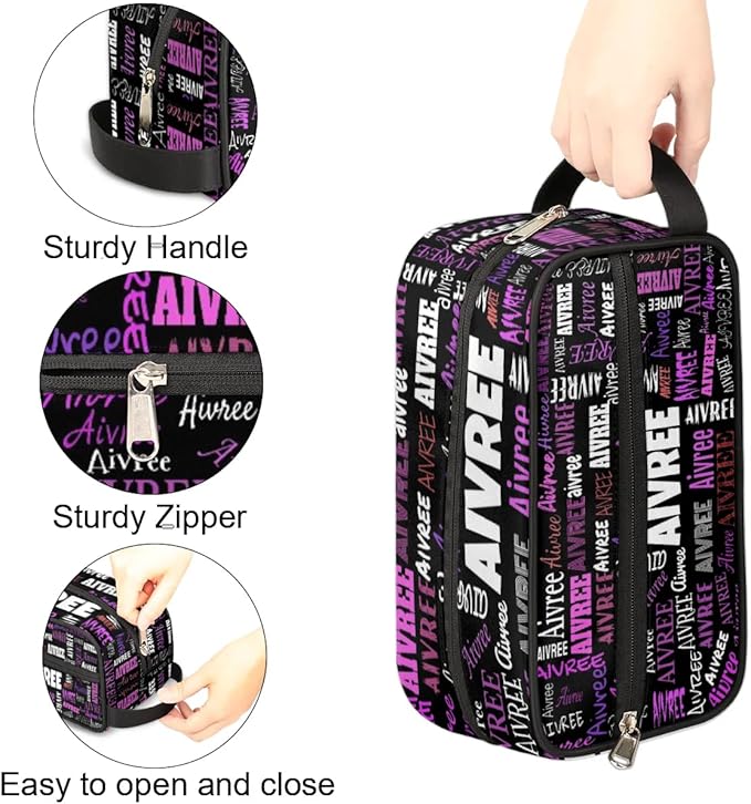 KFNHN Personalized Name Makeup Bag Travel Cosmetic Bag, Black Background