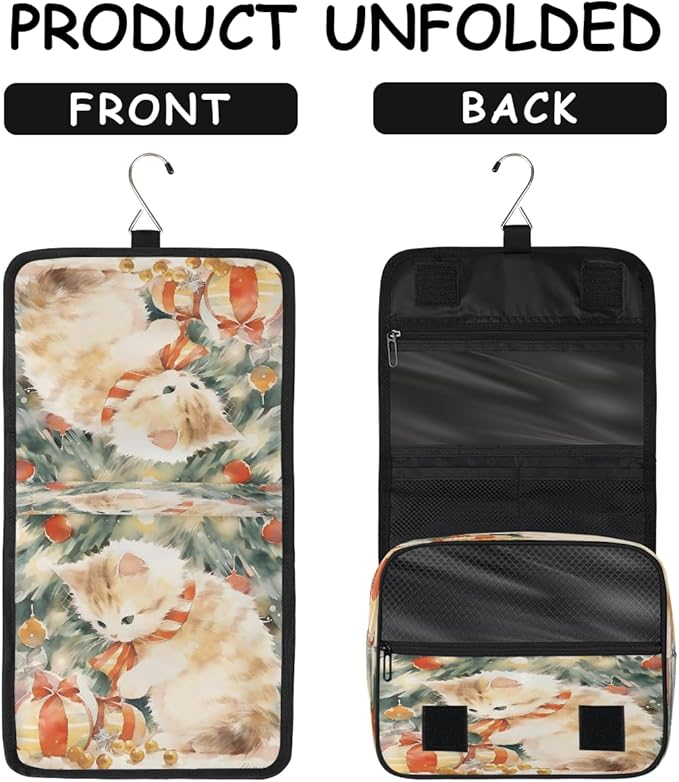 YoYoYuchong Travel Toiletry Bag for Women & Men Cute Animal Cat Art Hanging Cosmetic Organizer Portable Waterproof Makeup Case Make Up Bag with Compartments Travel Essentials for Bathroom Shower