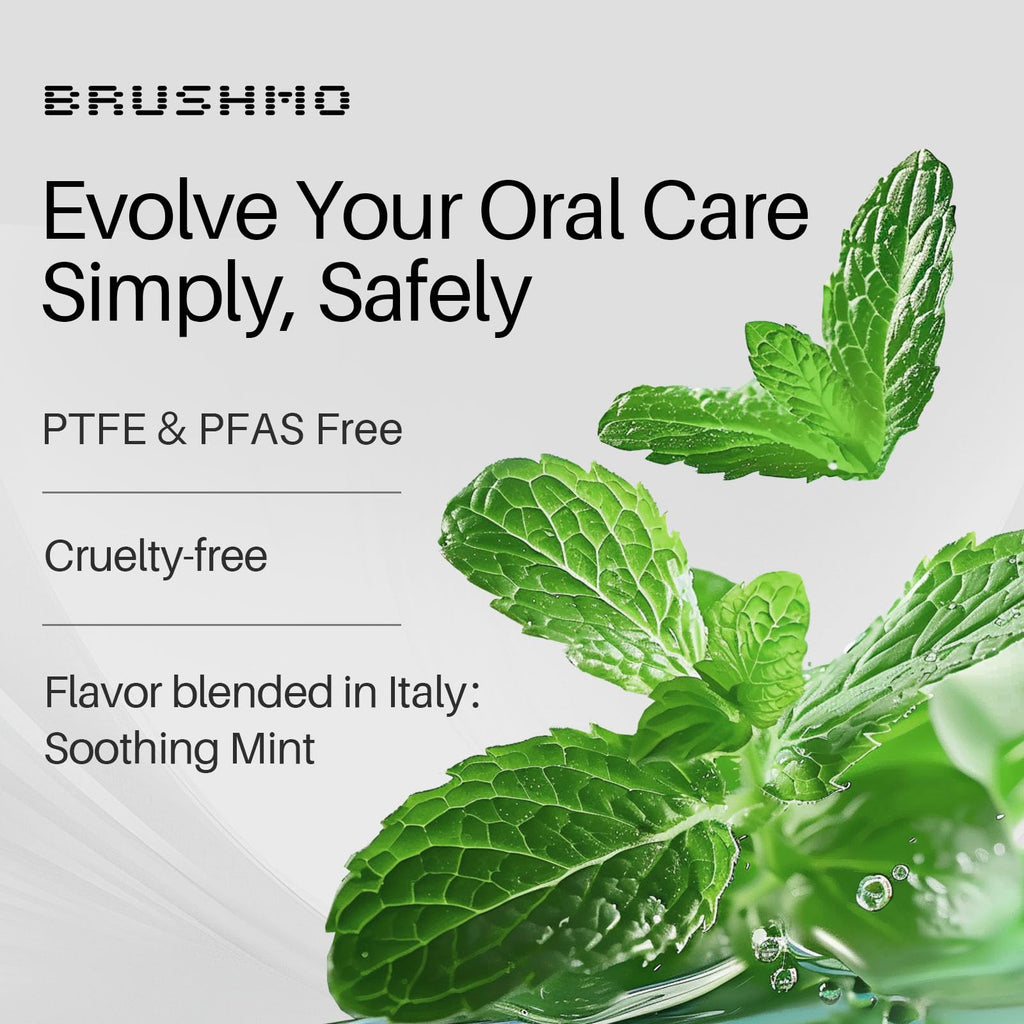 Brushmo Black Floss (BBFloss) - Expanding Floss, Gum-Friendly Soothing Mint Dental Floss, Natural Vegan Wax to Remove Plaque from Teeth, Dentist Designed PTFE & PFAS Free Oral Care, 2 Spools, 110 yd