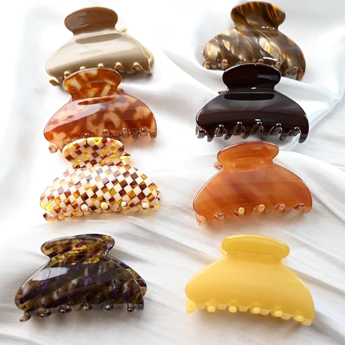 Handmade Celluloid Acetate French Design Barrettes Tortoise Shell Claws Hair Claw Luxury Fashion Accessories Hair Clip for Women (coffee)