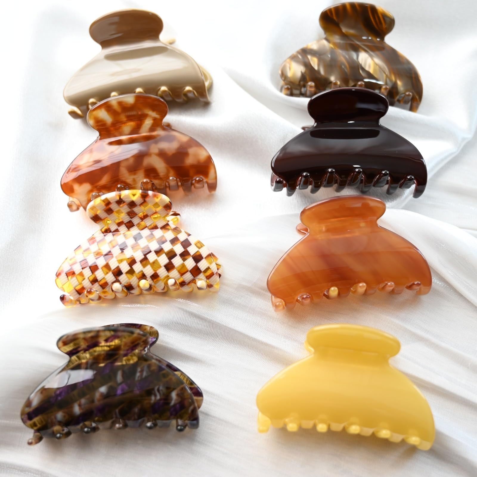 Prettyou Handmade Celluloid Acetate French Design Barrettes Tortoise Shell Claws Hair Claw Luxury Fashion Accessories Hair Clip for Women (coffee)
