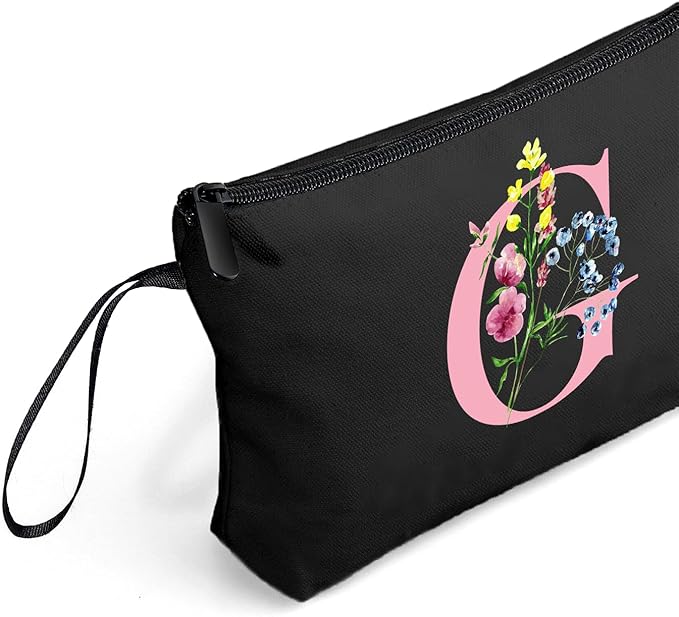 SEAMOON A-Z Womens Birthday Gifts, Initial Makeup Bag with Mirror, G