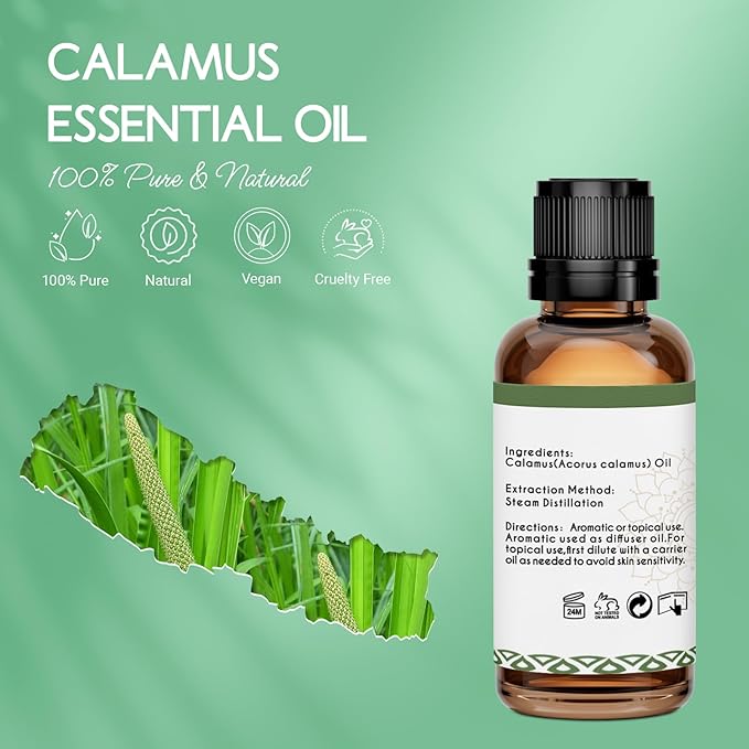 LOTUSJOY Calamus Essential Oil for Skin Hair Diffuser DIY Anointing Oil- 1 Oz
