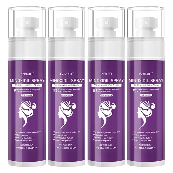 5% Minoxidil Spray for Women-Free minoxidil applicator included，monoxide for men hair Infused with Biotin, hers hair regrowth treatment, Supports Thicker and Fuller Hair & Beard (13oz, 7 Month Supply)