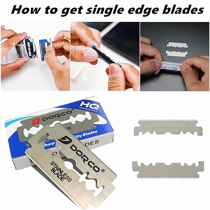 Megan beard shaping tool,5 piece set beard shaper for man - include professional straight edge razor,template guide,10 count of double edge blades,barber pencil and stainless steel scissors.