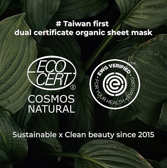 INNA ORGANIC Sheet Mask - Brightening & Radiance, EWG & COSMOS Certified (Pack of 5) | Neroli Essential Oils Infused Skin Care | Luxury Clean Beauty