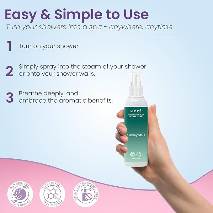 MOXĒ Shower Steamer Spray Variety Pack, 4 Different Scents, 2oz Bottles
