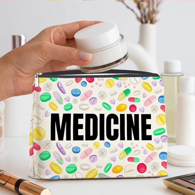 UPNEGE Medicine Cosmetic Bag Gifts for Women Friends Doctor Nurse Healthcare Professionals Colorful Medical Makeup Bag Zipper Pouch