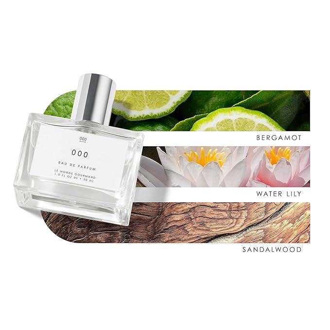 Le Monde Gourmand 000 Spray Eau de Parfum with Sandalwood, Bergamot, Water Lily Perfume Notes - 1 fl oz (30 ml)
