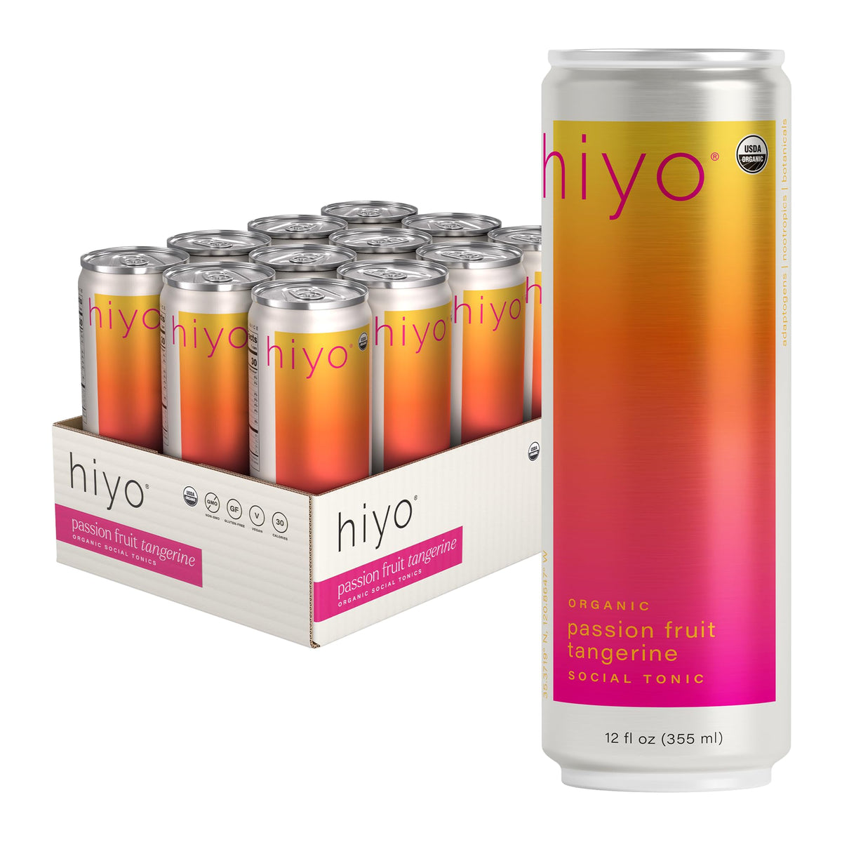 Hiyo Non-Alc Functional Seltzer, Adaptogens & Nootropics, 12 fl oz, 12pk