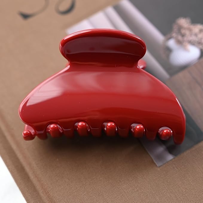 Prettyou Handmade Celluloid Acetate French Design Barrettes Tortoise Shell Claws Hair Claw Luxury Fashion Accessories Hair Clip for Women (burgundyred)